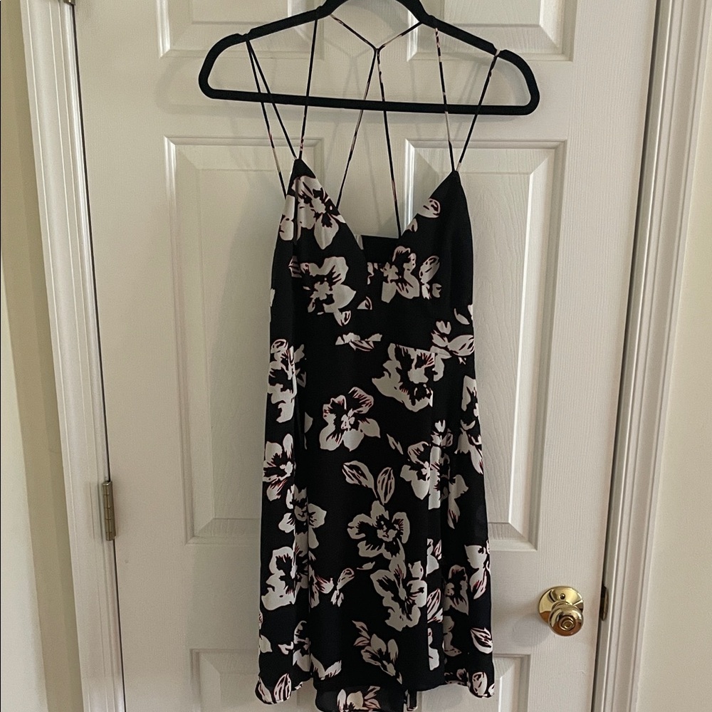 Express Black and White Floral Backless Dress
